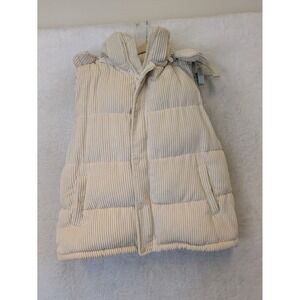Bagatelle Collection Women's Size M Cream Corduroy Puffer Vest Zip Snap Front